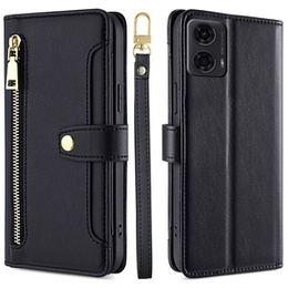 Klapkové puzdro pre Motorola Moto G04 / G24 / G24 Power, Wallet Zipper Pocket, čierne