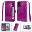 Klapkové puzdro pre Samsung Galaxy A35 5G, Wallet Zipper Pocket Glittery, fialové
