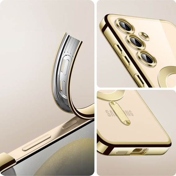 Puzdro pre Samsung Galaxy S24+ Plus, Electro MagSafe, zlaté + sklo na displej