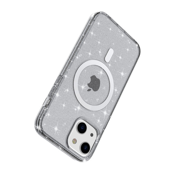 Puzdro pre iPhone 14 Plus, Glittery, pre MagSafe, čierne