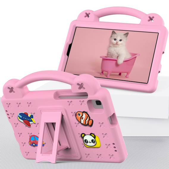 Detské puzdro pre Samsung Galaxy Tab A7 Lite 8.7 T220/T225, Cute Patterns, so stojanom, ružové