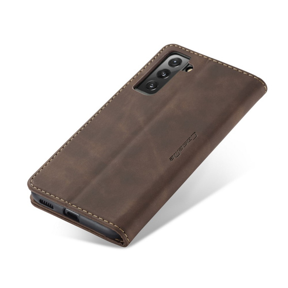 CASEME puzdro pre Samsung Galaxy S22 5G, Leather Wallet Case, káva