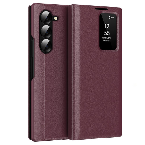 Flipové puzdro pre Samsung Z Fold5 5G, Smart View Wallet, bordové