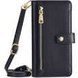Klapkové puzdro pre iPhone 14 Pro, Wallet Zipper Pocket, čierne