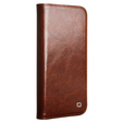 Flipové puzdro pre Iphone 16E, QIALINO Leather Wallet, hnedé