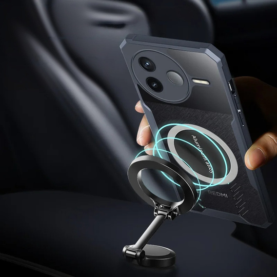 Puzdro pre Xiaomi Redmi Note 14 Pro/Pro+ 5G, s magnetickým štítkom, transparentné / čierne