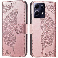 Klapkové puzdro pre Infinix Note 40 Pro, Butterfly, ružové rose gold