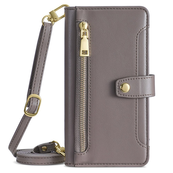 Klapkové puzdro pre Samsung Galaxy A25 5G, Wallet Zipper Pocket, sivé