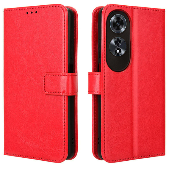 Klapkové puzdro pre Oppo A60, Crazy Horse Wallet, červené