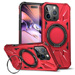 Puzdro pre iPhone 16 Pro Max, pancierované so stojanom a rukoväťou, červené