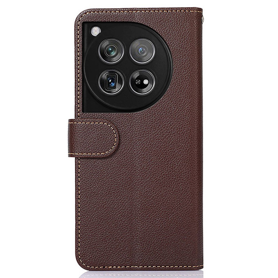 Flipové puzdro pre OnePlus 12 5G, KHAZNEH RFID, hnedá / modrá