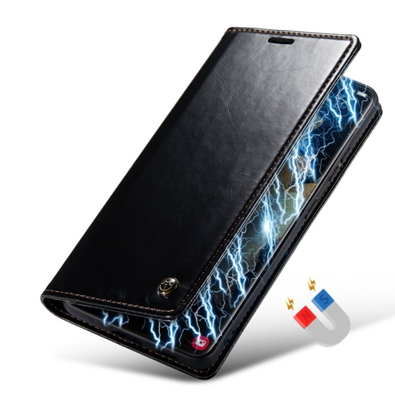 CASEME flipové puzdro pre Samsung Galaxy S21 Ultra 5G, Waxy Textured, čierne