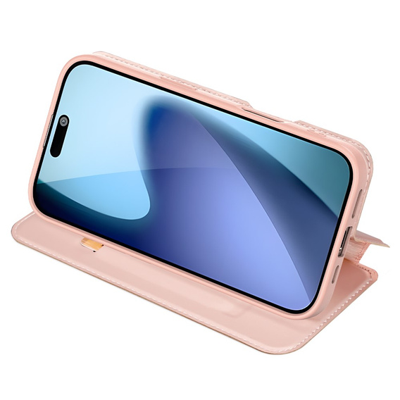 Puzdro Dux Ducis pre iPhone 17, Skin Pro, s chlopňou, s otvorom na kartu, ružové