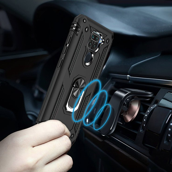 Pancierované obal na mobil pre Xiaomi Redmi Note 9, Nox Case Ring, čierne