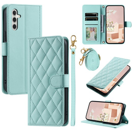 Puzdro s chlopňou pre Samsung Galaxy S25 FE, Rhombus Crossbody Leather, zelený
