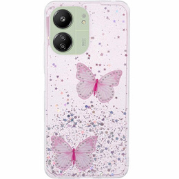 Puzdro pre Xiaomi Redmi 13C / Poco C65, Glitter Butterfly, ružové