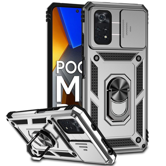 Obal na mobil pre Xiaomi Poco M4 Pro 4G, CamShield Slide, strieborné