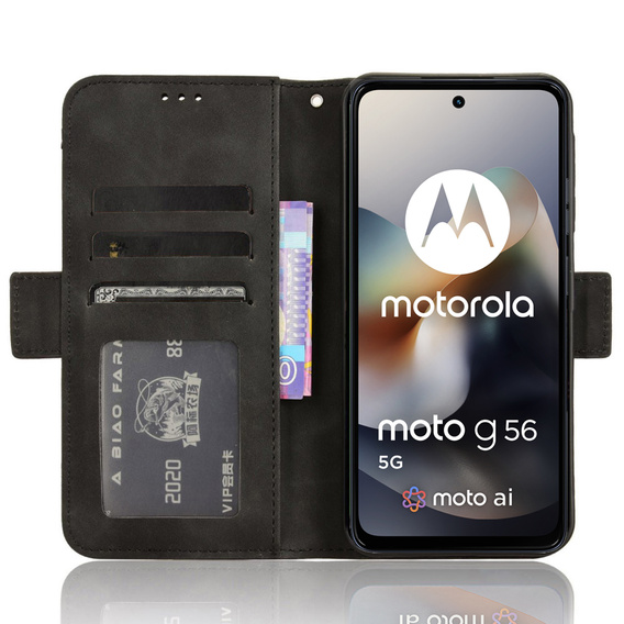Klapkové puzdro pre Motorola Moto G56 5G, Card Slot, čierne