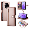 Klapkové puzdro pre Realme 14 Pro+ 5G, Wallet Zipper Pocket, ružové