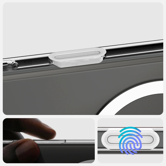 ERBORD puzdro s MagSafe pre iPhone 16 Pro, aktívne tlačidlo, priehľadné + sklo na displej