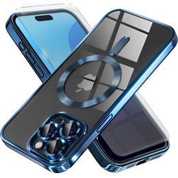 Puzdro pre iPhone 16 Pro, Electro MagSafe, modré + sklo na displej
