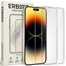 2x tvrdené sklo pre iPhone 14 Pro Max, ERBORD 9H Hard Glass na displeji