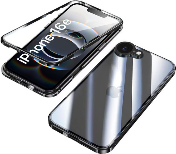 Puzdro pre iPhone 16E, Magnetic Dual Glass, čierne