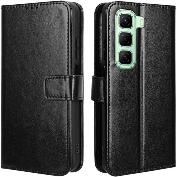 Klapkové puzdro pre Infinix Hot 50 4G, Crazy Horse Wallet, čierne