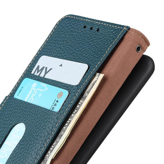 KHAZNEH RFID puzdro pre Xiaomi Poco F6, Litchi Texture, zelený