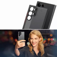 Silikónové puzdro pre Samsung Galaxy S25 Ultra, s ochranou fotoaparátu, transparentné / čierne + tvrdené sklo 9H