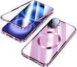 Magnetické puzdro Dual Glass MagSafe pre iPhone 16, ružové rose gold