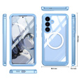Puzdro pre Samsung Galaxy S25 FE, Shockproof, so sklom, pre MagSafe, modré