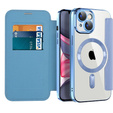 Klapkové puzdro pre iPhone 15, RFID Wallet MagSafe CamShield, modré