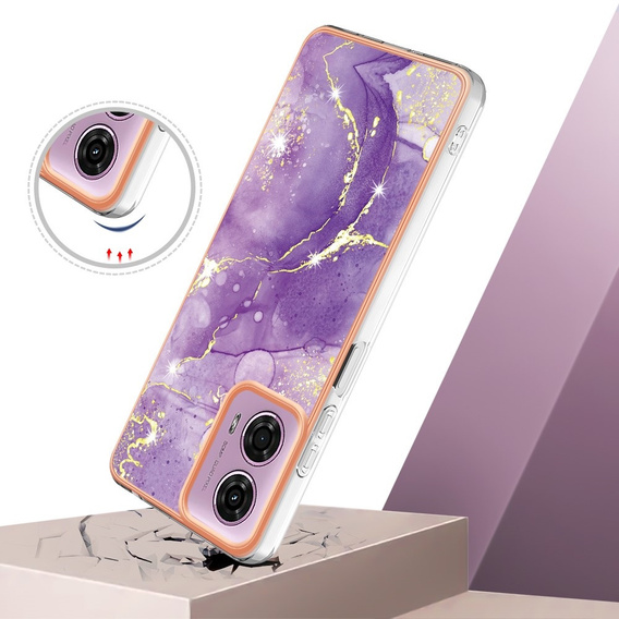 Ochranné puzdro pre Motorola Moto G24 / G24 Power / G04, Marble Slim Case, tmavo fialová