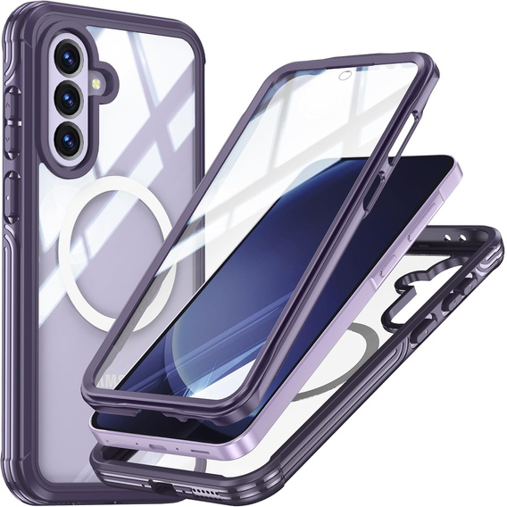 Puzdro pre Samsung Galaxy A36 / Samsung Galaxy A56, Shockproof, so sklom, pre MagSafe, fialové