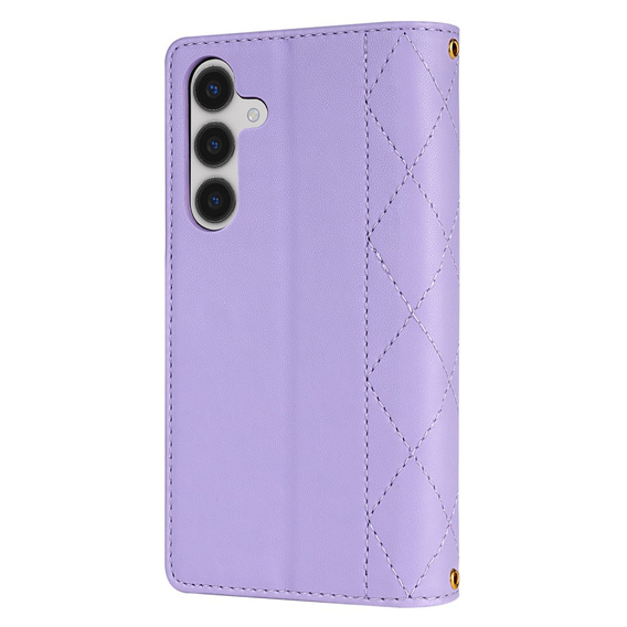 Puzdro s chlopňou pre Samsung Galaxy A56 5G, Rhombus Crossbody Leather, fialové