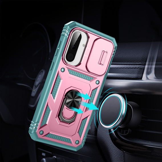 Puzdro pre Samsung Galaxy A56 5G, KickStand Camera Lens, ružová / zelená