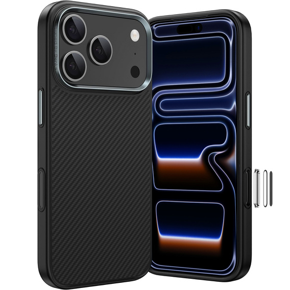 BENKS Kevlar Armor PRO Carbon Fiber 600D A070 puzdro MagSafe s aktívnym tlačidlom pre iPhone 17 Pro Max