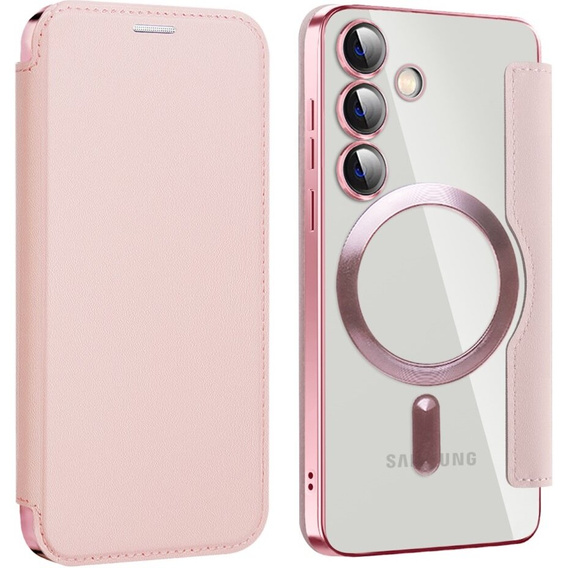 Klapkové puzdro pre Samsung Galaxy S24+ Plus, RFID Wallet MagSafe CamShield, ružové