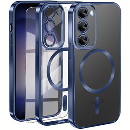 Puzdro pre Samsung Galaxy S23, Electro MagSafe, tmavomodré + sklo na displej