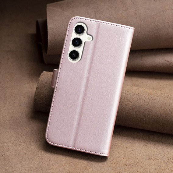 Klapkové puzdro pre Samsung Galaxy S23 FE, BINFEN Wallet, ružové rose gold + 9H sklo