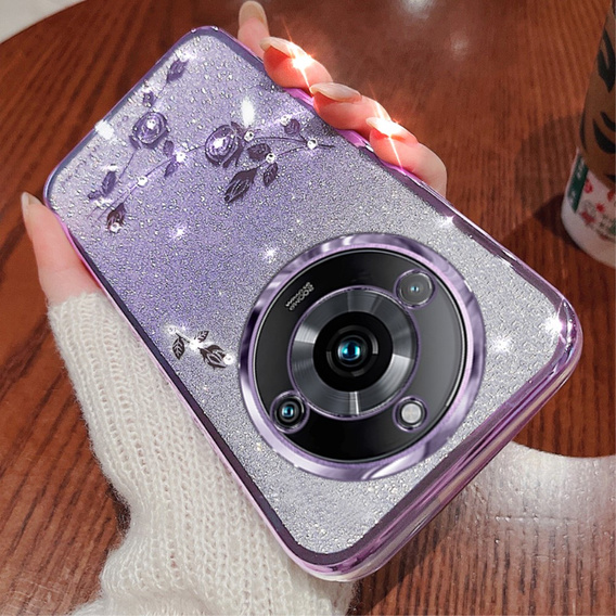 Puzdro pre Realme 11 Pro 5G / Pro+ 5G, Glitter Flower, fialové