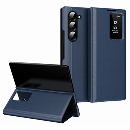 Flipové puzdro pre Samsung Z Fold5 5G, Smart View Wallet, tmavomodré