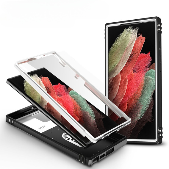Obal na mobil pre Samsung Galaxy S23 Ultra, CamShield Slide, biele /čierne