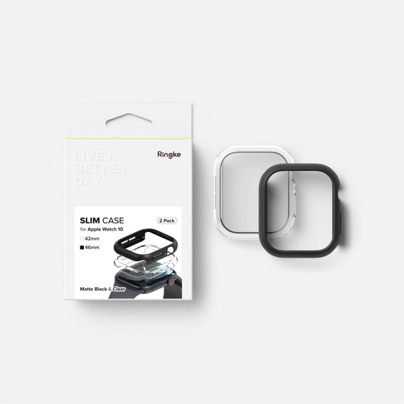 Puzdro Ringke pre Samsung Galaxy Watch 6 Classic 47mm, Slim, 2-Pack, číre/čierne