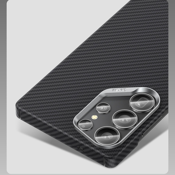 Puzdro BENKS Kevlar pre Samsung Galaxy S25, pre MagSafe, Carbon Fiber, čierne