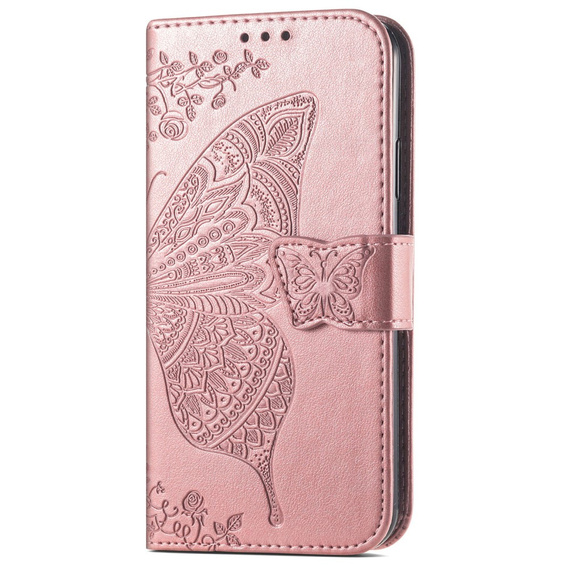 Klapkové puzdro pre Samsung Galaxy S25 FE, Butterfly, ružové rose gold