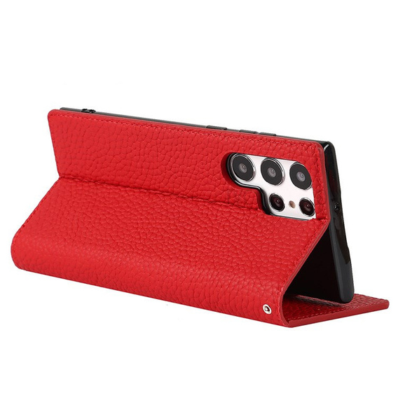 Kožené puzdro pre Samsung Galaxy S22 Ultra, ERBORD Grain Leather, červené