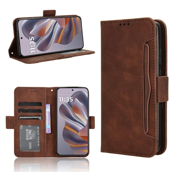 Klapkové puzdro pre Motorola Edge 50 Neo / Motorola ThinkPhone 25, Card Slot, hnedé