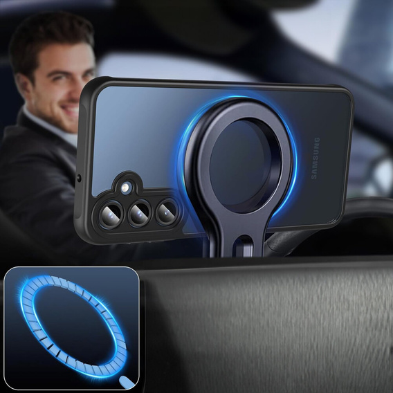 Puzdro pre Samsung Galaxy A16, pre MagSafe, ERBORD Matt Case, čierne + sklo na displej
